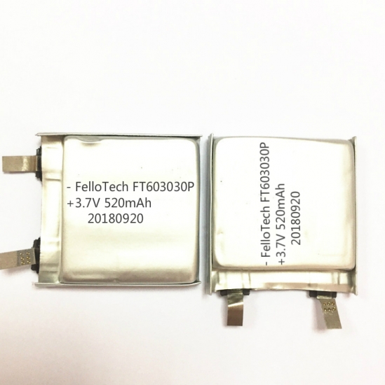 ft603030p 3.7 فولت 520 مللي أمبير بطارية ليثيوم أيون مع شهادة