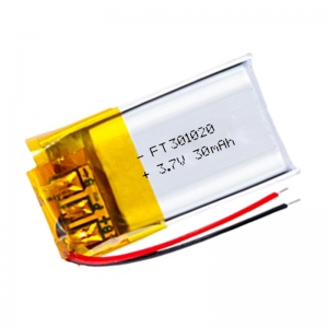 3.7 فولت بطارية ليثيوم بوليمر لاعب lihtium ft301020p